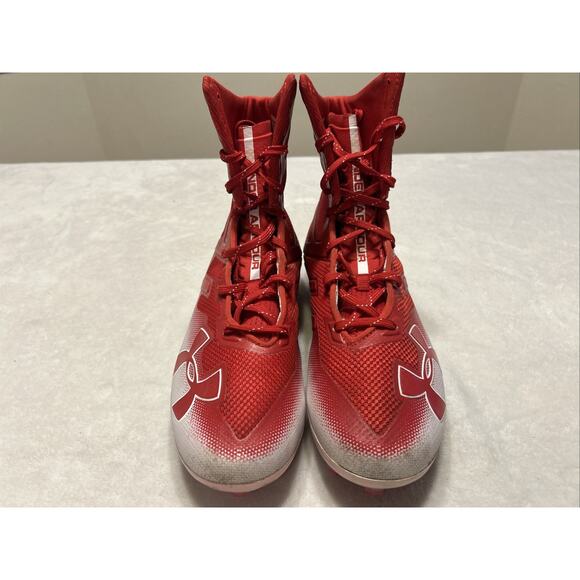 Under Armour Football Cleats Mens Size 11 Red White Highlight MC Lacrosse Lace - Picture 3 of 9
